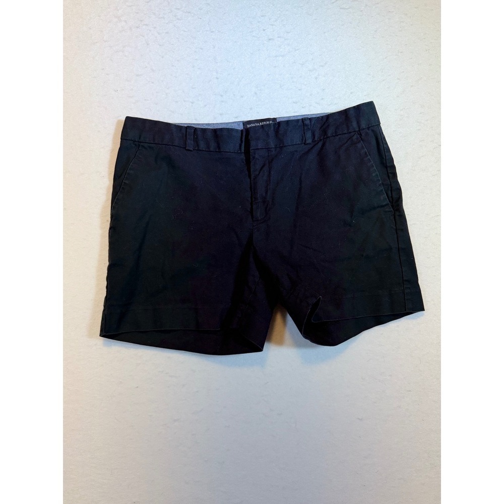 Banana Republic Black Flat Front Chino Shorts Women Size 8 Tailored Fit